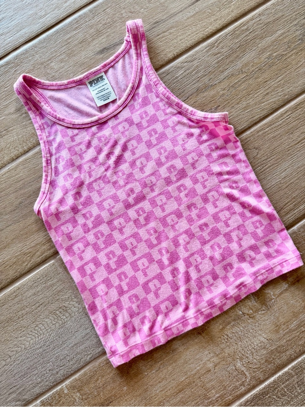 PINK Victoria's Secret Checker Logo Pink Tank Top Size XS